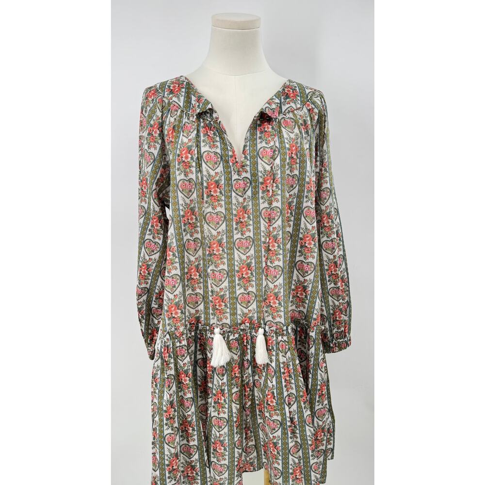 Cara Cara Kavita Sweetheart Dress Floral Heart Print Cotton Cottagecore Medium M